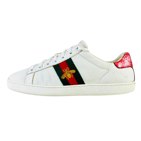 GUCCI WHITE ACE LEATHER SNEAKER