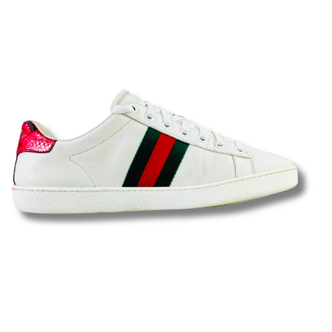 GUCCI WHITE ACE LEATHER SNEAKER